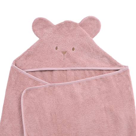 Cape de bain coton bio ourson Bois de rose+Caramel 3 - vertbaudet enfant 