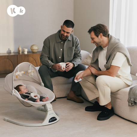 Transat Électrique Kinderkraft TULSY avec 5 Vitesses de Balancement, Bluetooth, Télécommande et Dossier Réglable Beige+Gris 3 - vertbaudet enfant 