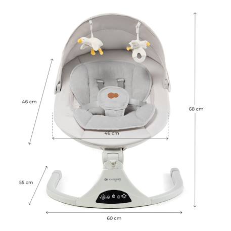 Transat Électrique Kinderkraft TULSY avec 5 Vitesses de Balancement, Bluetooth, Télécommande et Dossier Réglable Beige+Gris 6 - vertbaudet enfant 