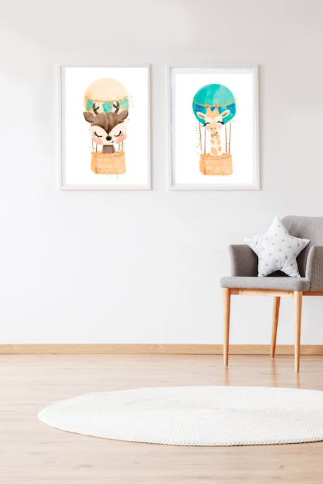 Lot 2 cadres muraux enfant cerf + girafe Multi coloured 3 - vertbaudet enfant 