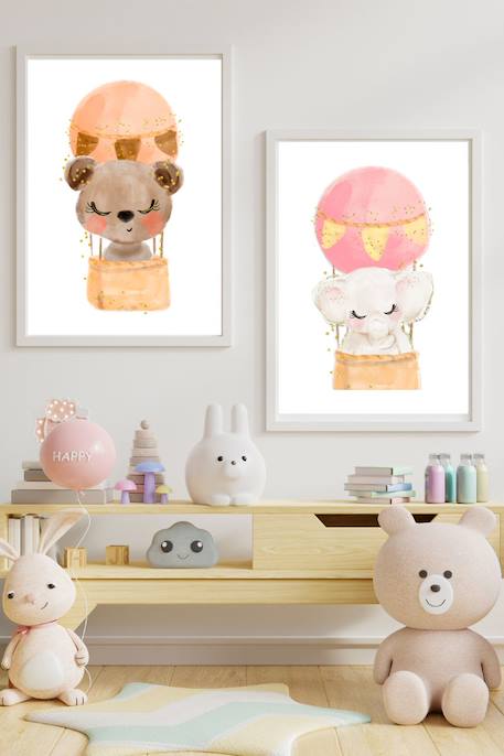 Lot 2 cadres muraux enfant ours + éléphant Multi coloured 2 - vertbaudet enfant 