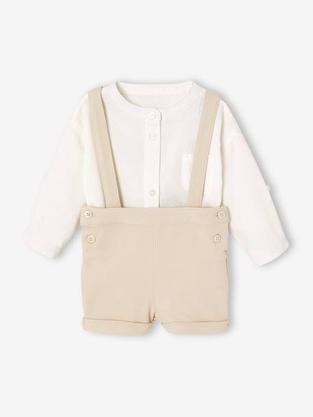 Ensemble bébé chemise et short cérémonie beige+vert sauge 3 - vertbaudet enfant 