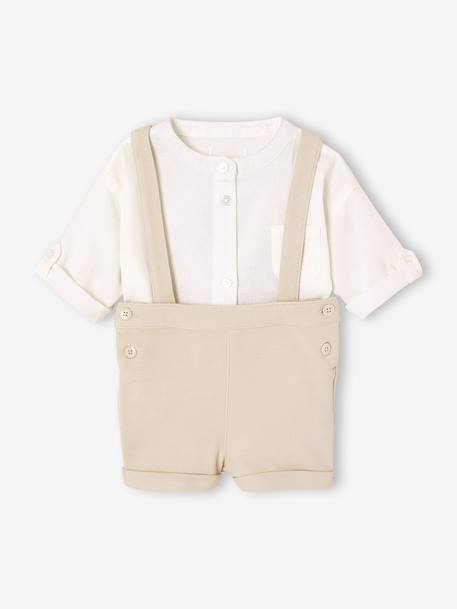 Ensemble bébé chemise et short cérémonie beige+vert sauge 10 - vertbaudet enfant 