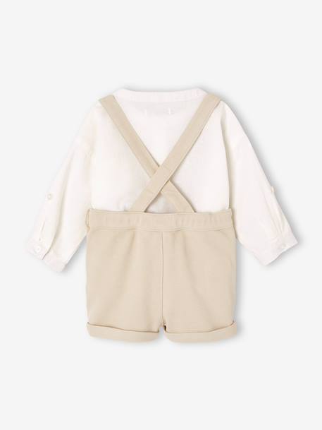 Ensemble bébé chemise et short cérémonie beige+vert sauge 6 - vertbaudet enfant 