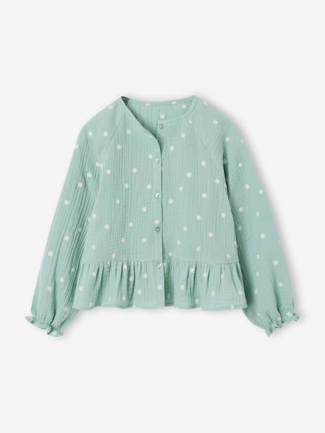 Chemise fille en gaze de coton rose pâle+vert d'eau 8 - vertbaudet enfant 