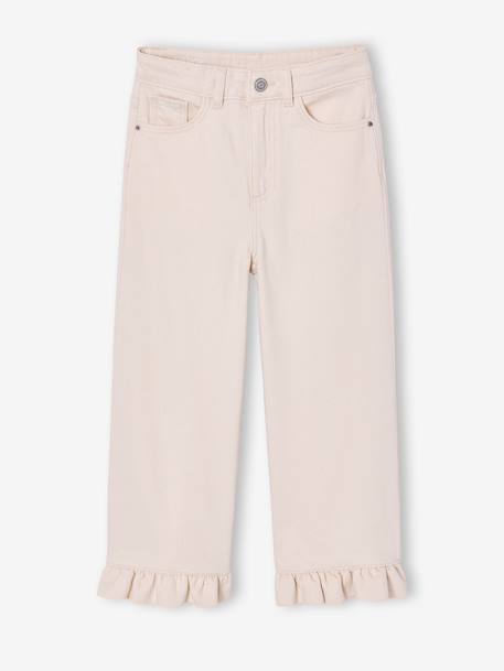 Pantalon fille large à volants écru+lilas 3 - vertbaudet enfant 