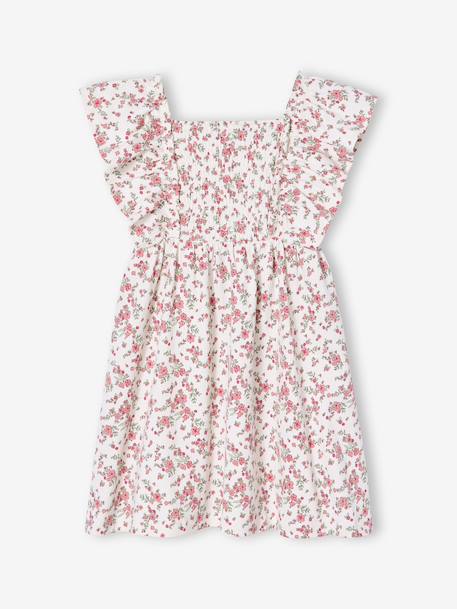 Robe fille manches papillon corail+écru 5 - vertbaudet enfant 