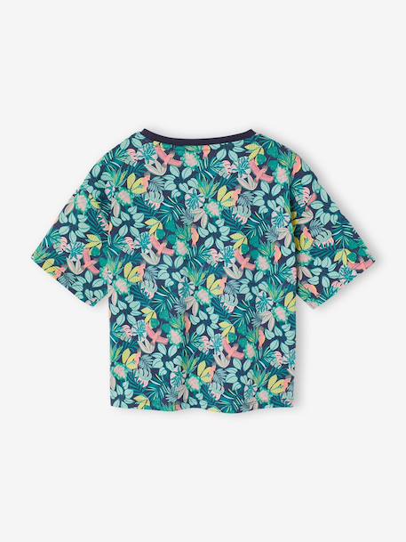 T-shirt manches courtes tropical à nœud marine+rose pâle 2 - vertbaudet enfant 