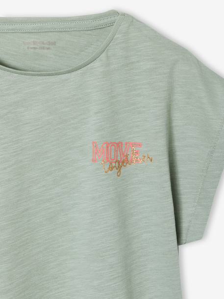 T-shirt fille sport écru+vert sauge 6 - vertbaudet enfant 