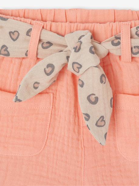 Short bébé fille avec ceinture imprimée corail 3 - vertbaudet enfant 