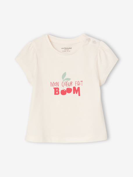 Lot de 3 t-shirts bébé fille manches longues écru+rayé rouge 2 - vertbaudet enfant 