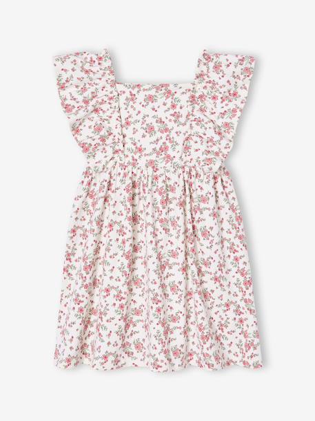 Robe fille manches papillon corail+écru 4 - vertbaudet enfant 