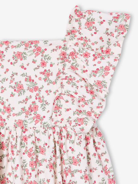 Robe fille manches papillon corail+écru 6 - vertbaudet enfant 