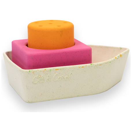 Jouet de bain bébé bateau en caoutchouc orange Orange, rose, écru 1 - vertbaudet enfant 