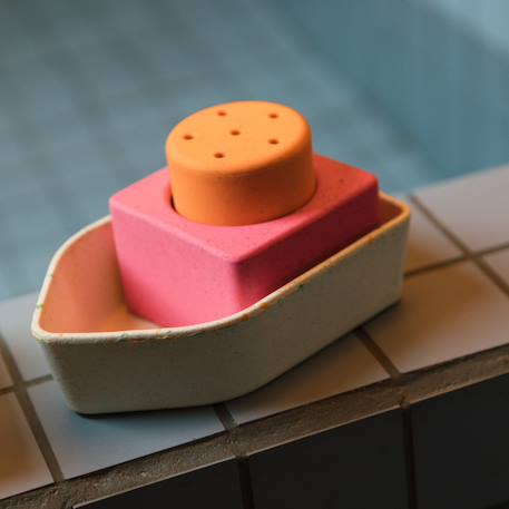 Jouet de bain bébé bateau en caoutchouc orange Orange, rose, écru 2 - vertbaudet enfant 