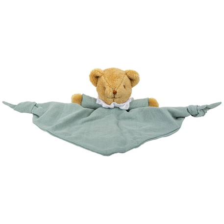 Doudou plat avec hochet ours celadon Bleu, marron, blanc 2 - vertbaudet enfant 