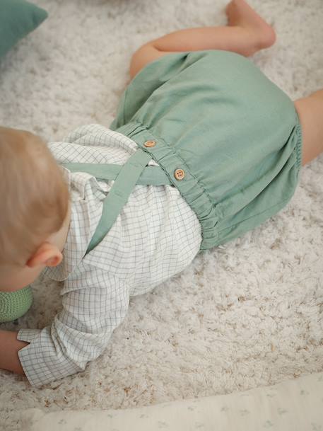 Bloomer en lin et coton bébé Bleu jeans+Celadon 7 - vertbaudet enfant 