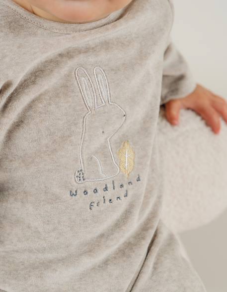 Pyjama bébé en velours brodé lapin Gris 3 - vertbaudet enfant 