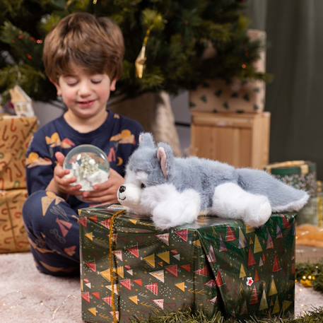 Peluche - peluche floppy choopy husky gris et blanc – 22 cm Blanc 5 - vertbaudet enfant 