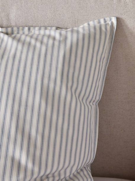 Taie d'oreiller percale de coton 'coutil' Rayure bico bleu 2 - vertbaudet enfant 