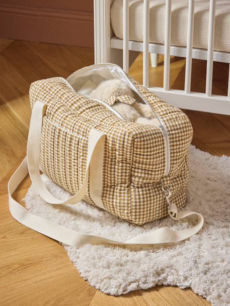 Sac à langer en gaze de coton Beige clair imprimé+Imprimé bali corail+Vichy caramel 14 - vertbaudet enfant 