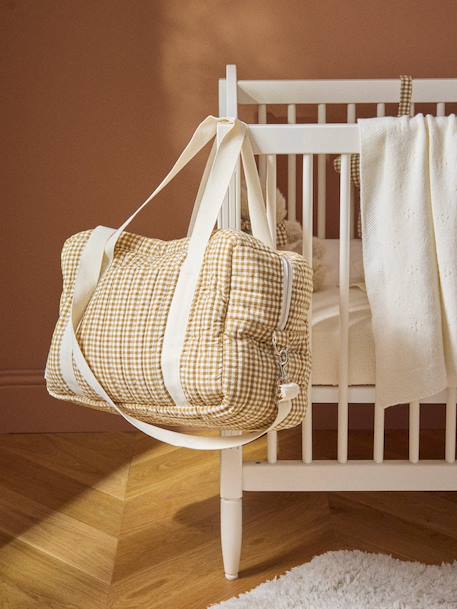 Sac à langer en gaze de coton Beige clair imprimé+Imprimé bali corail+Vichy caramel 13 - vertbaudet enfant 