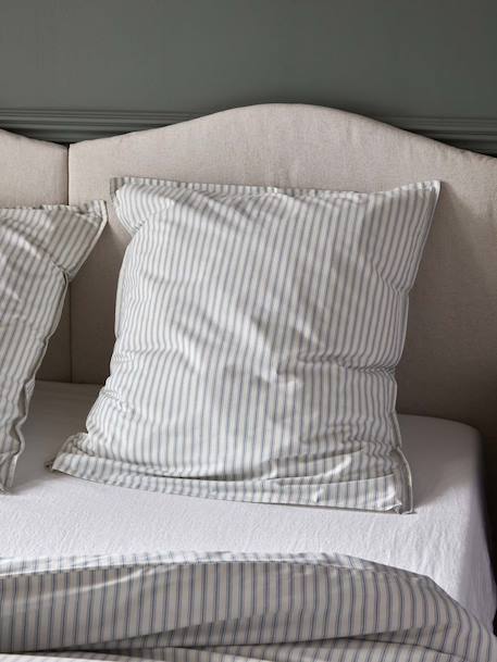 Taie d'oreiller percale de coton 'coutil' Rayure bico bleu 1 - vertbaudet enfant 