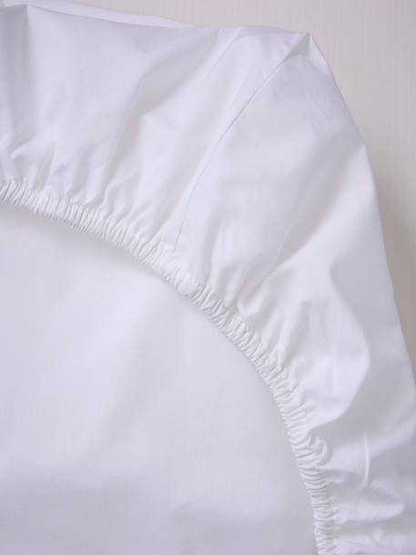 Drap-housse bébé en percale de coton Blanc 2 - vertbaudet enfant 