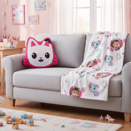 Coussin plaid gabby  2 en 1 pandy pattes polyester Rose 2 - vertbaudet enfant 