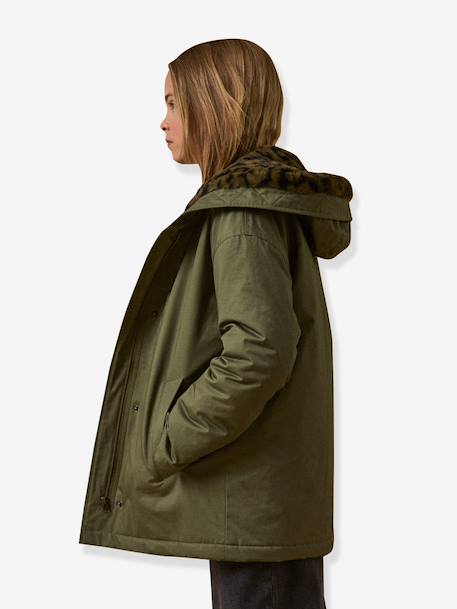 Parka courte fille doublée léopard vert 5 - vertbaudet enfant 