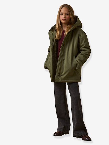 Parka courte fille doublée léopard vert 2 - vertbaudet enfant 