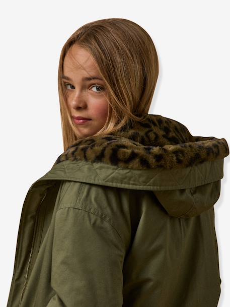 Parka courte fille doublée léopard vert 3 - vertbaudet enfant 