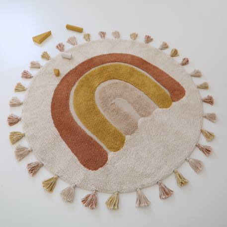 Tapis enfant coton lavable arc en ciel avec pompons rainbow Multicolore - rouge, jaune, beige+Multicolore - rouge, jaune, bleu-gris+Multicolore - vert, jaune, rose 6 - vertbaudet enfant 