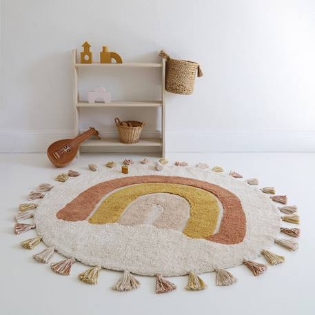 Tapis enfant coton lavable arc en ciel avec pompons rainbow Multicolore - rouge, jaune, beige+Multicolore - rouge, jaune, bleu-gris+Multicolore - vert, jaune, rose 1 - vertbaudet enfant 