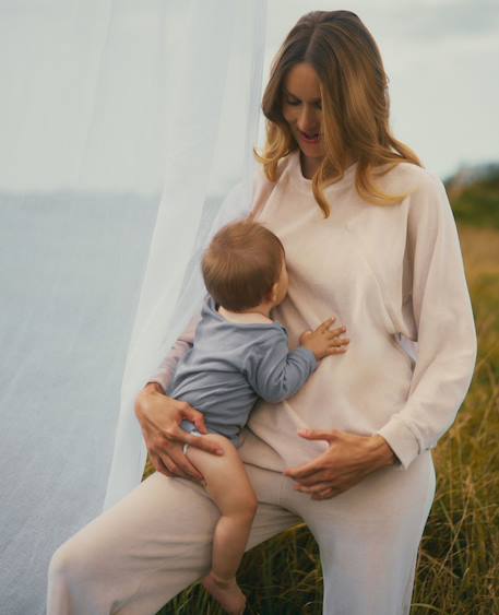 Sweat de grossesse et d'allaitement enzo Beige+Marine 6 - vertbaudet enfant 