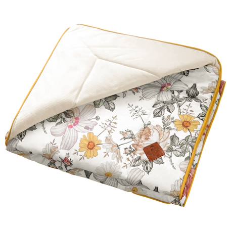 Couverture plaid réversible néo vintage Néo vintage imprimé floral, beige, blanc 1 - vertbaudet enfant 