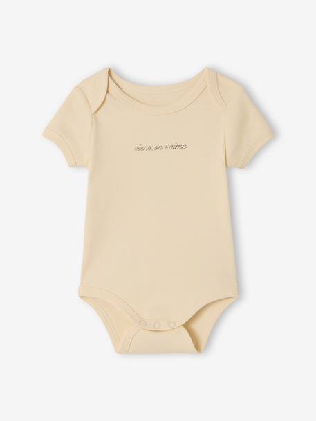 Lot 5 bodies manches courtes lapin nuage écru 4 - vertbaudet enfant 