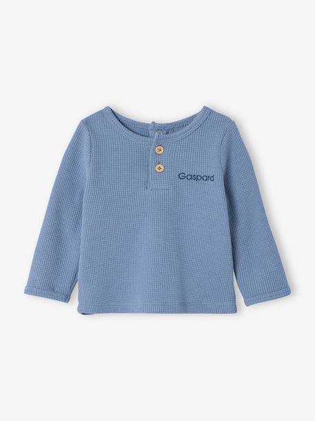 Ensemble naissance 3 pièces tee-shirt personnalisable legging bonnet bleu+écru 2 - vertbaudet enfant 