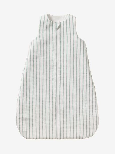 Gigoteuse été ouverture centrale personnalisable en gaze de coton RAYURE vert sauge 5 - vertbaudet enfant 