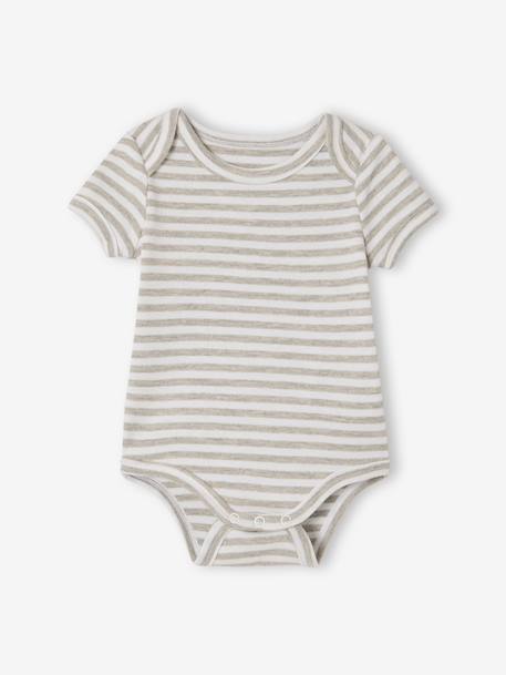 Lot 5 bodies manches courtes lapin nuage écru 3 - vertbaudet enfant 