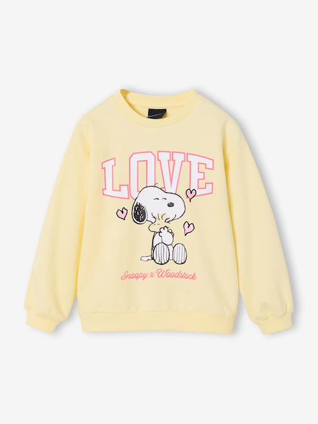 Sweat fille Snoopy jaune pastel 1 - vertbaudet enfant 
