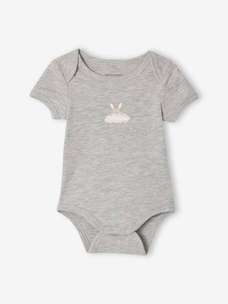Lot 5 bodies manches courtes lapin nuage écru 6 - vertbaudet enfant 