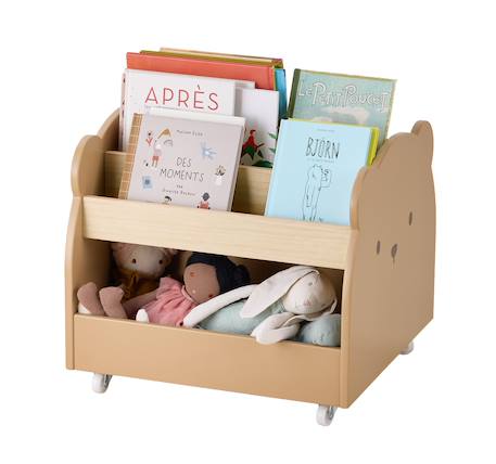 Bibliothèque enfant à roulettes OURSON moka 3 - vertbaudet enfant 