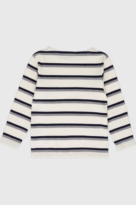 Marinière jacquard en coton enfant Nature/marine deep 2 - vertbaudet enfant 