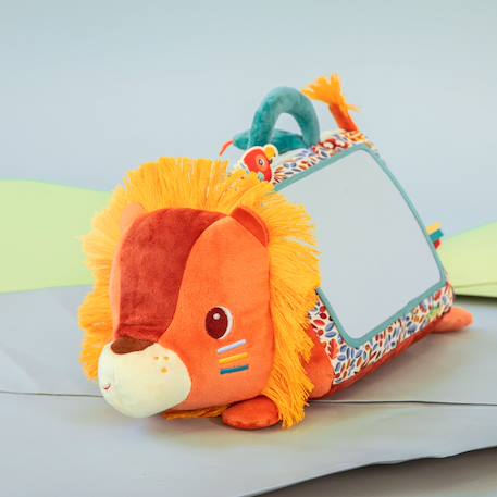 Peluche d’activités bébé avec miroir et textures – Jouet d’éveil sensoriel, dès 3 mois Orange, jaune, bleu 4 - vertbaudet enfant 