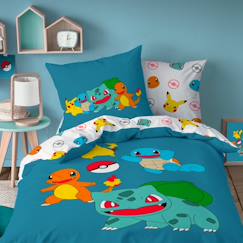 Linge de maison et décoration-Linge de lit enfant-Parure de lit imprimée 100% coton, pokemon power