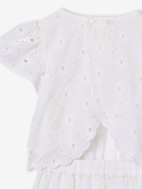 Combinaison pantalon fille en broderie anglaise blanc 4 - vertbaudet enfant 