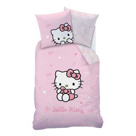 Parure de lit imprimée 100% coton, hello kitty cute Rose 3 - vertbaudet enfant 