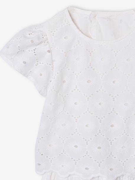 Combinaison pantalon fille en broderie anglaise blanc 3 - vertbaudet enfant 