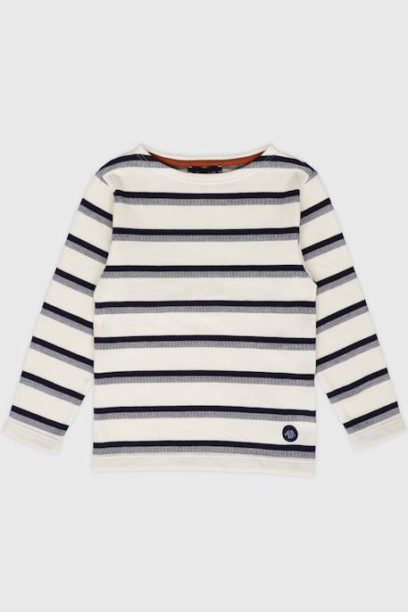 Fille-T-shirt, sous-pull-Marinière jacquard en coton enfant